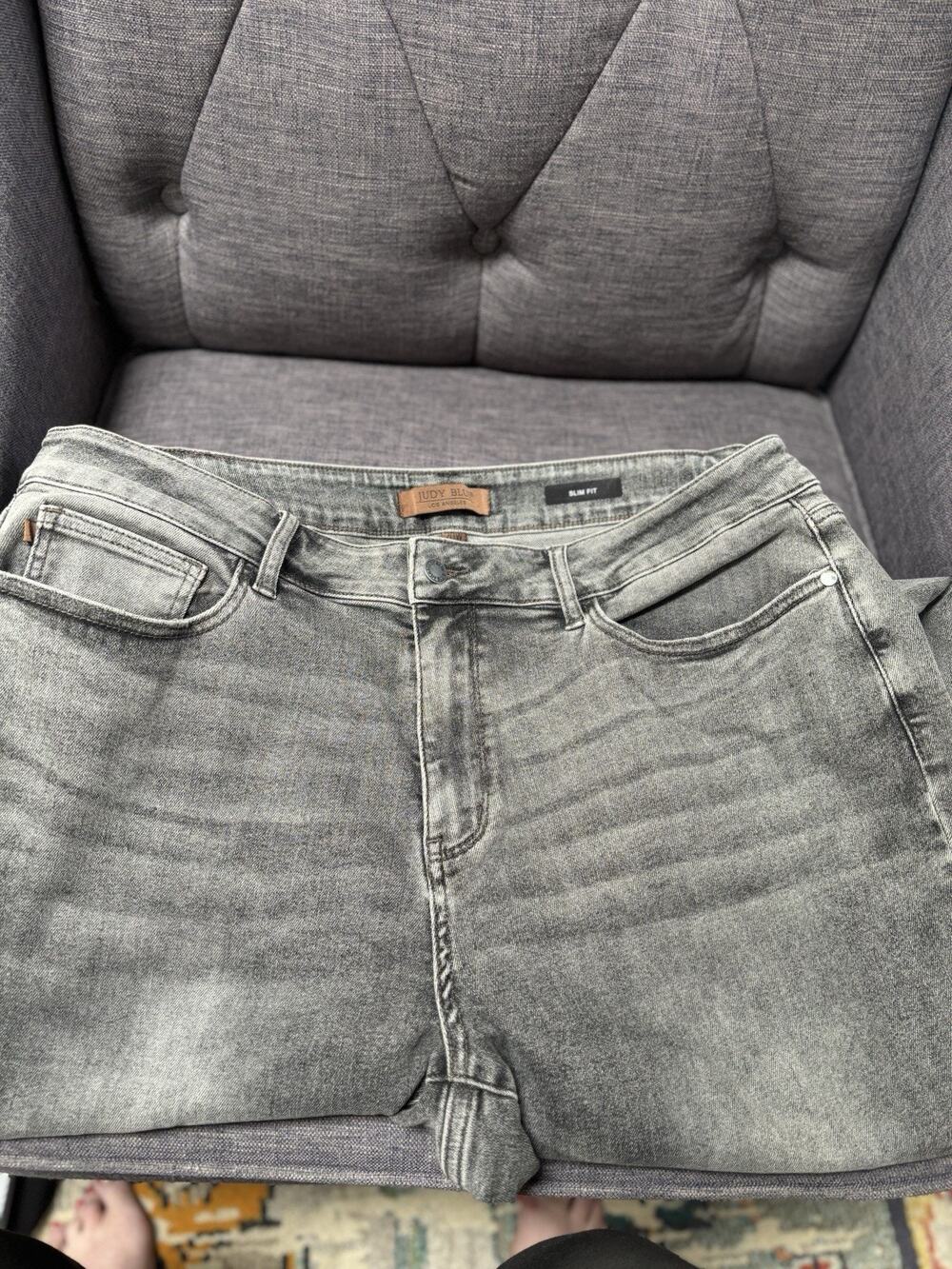 Judy Blue Skinny Jeans Gray Light Wash Slim Fit Denim 5-Pocket Button Plus 20W